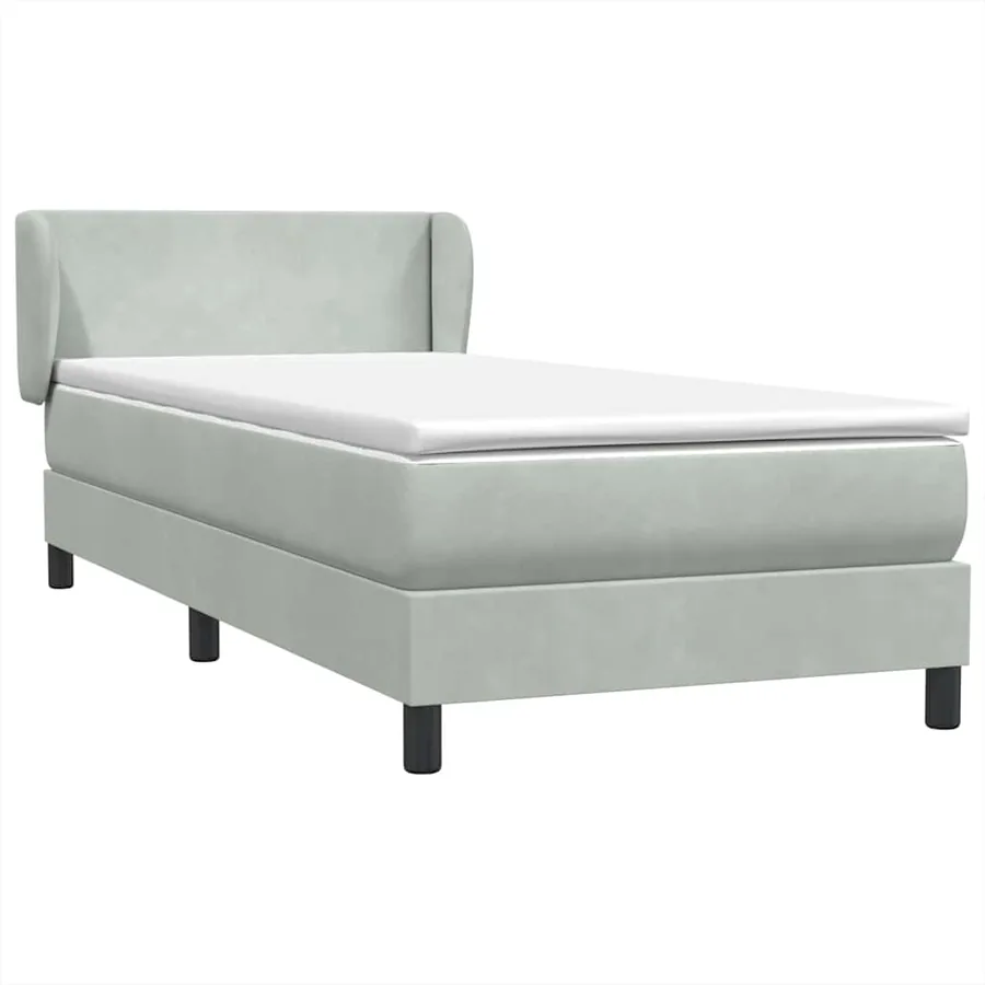 Sommier à lattes de lit et matelas gris clair 80x220 cm velours - 2