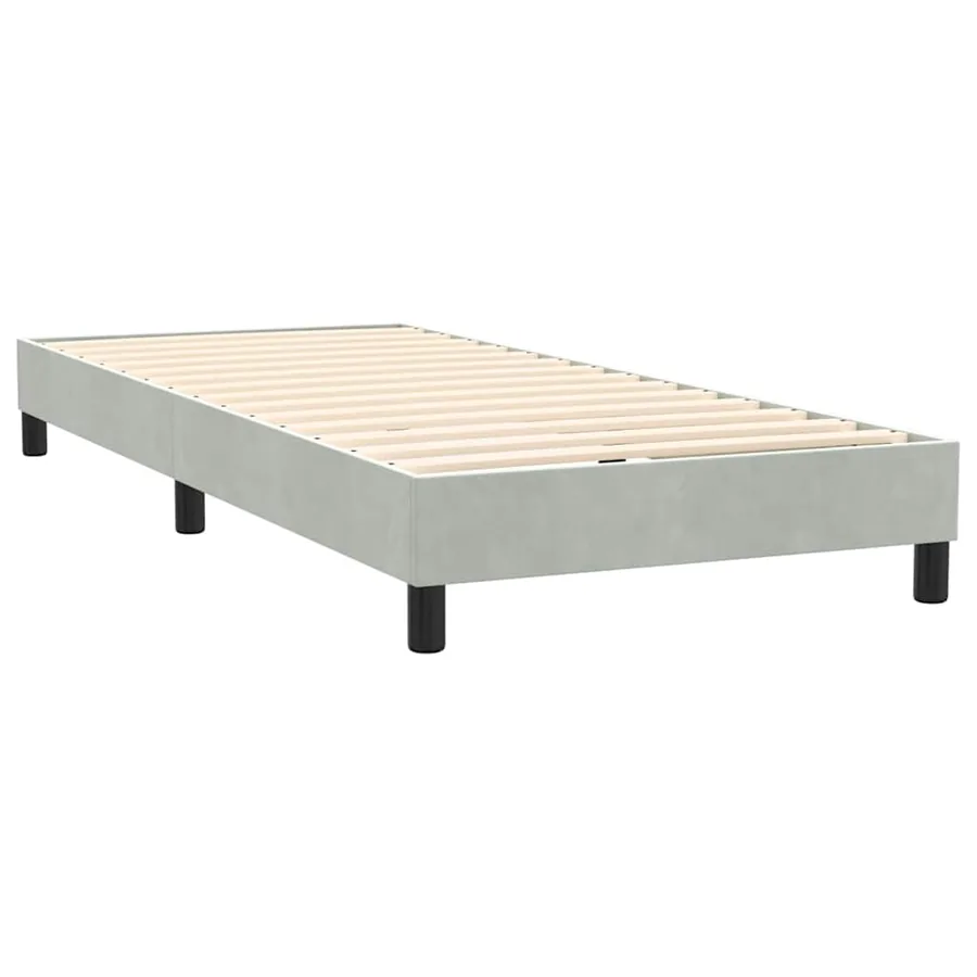 Sommier à lattes de lit et matelas gris clair 80x220 cm velours - 5