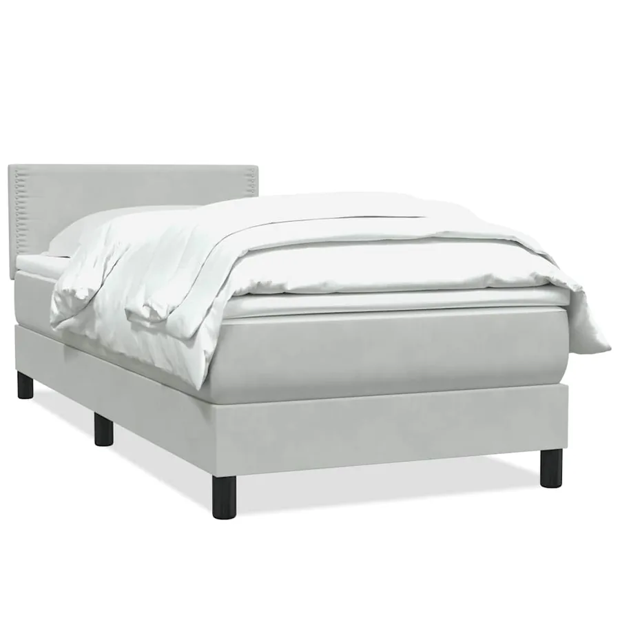 Sommier à lattes de lit et matelas gris clair 80x220 cm velours - 2