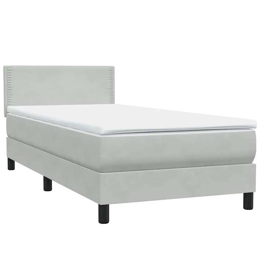 Sommier à lattes de lit et matelas gris clair 80x220 cm velours - 4