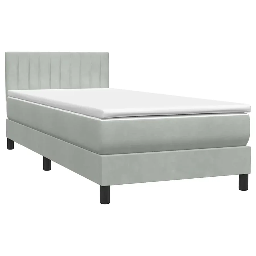 Sommier à lattes de lit et matelas et LED gris clair 80x220 cm velours - 5