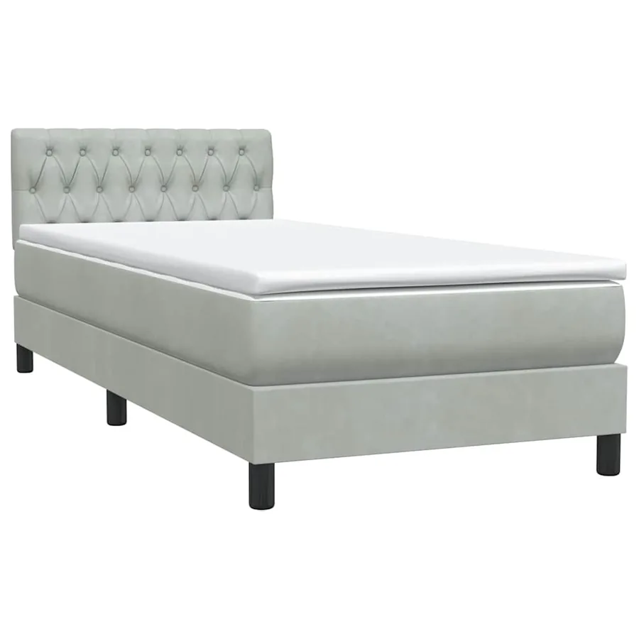 Sommier à lattes de lit et matelas gris clair 80x220 cm velours - 4