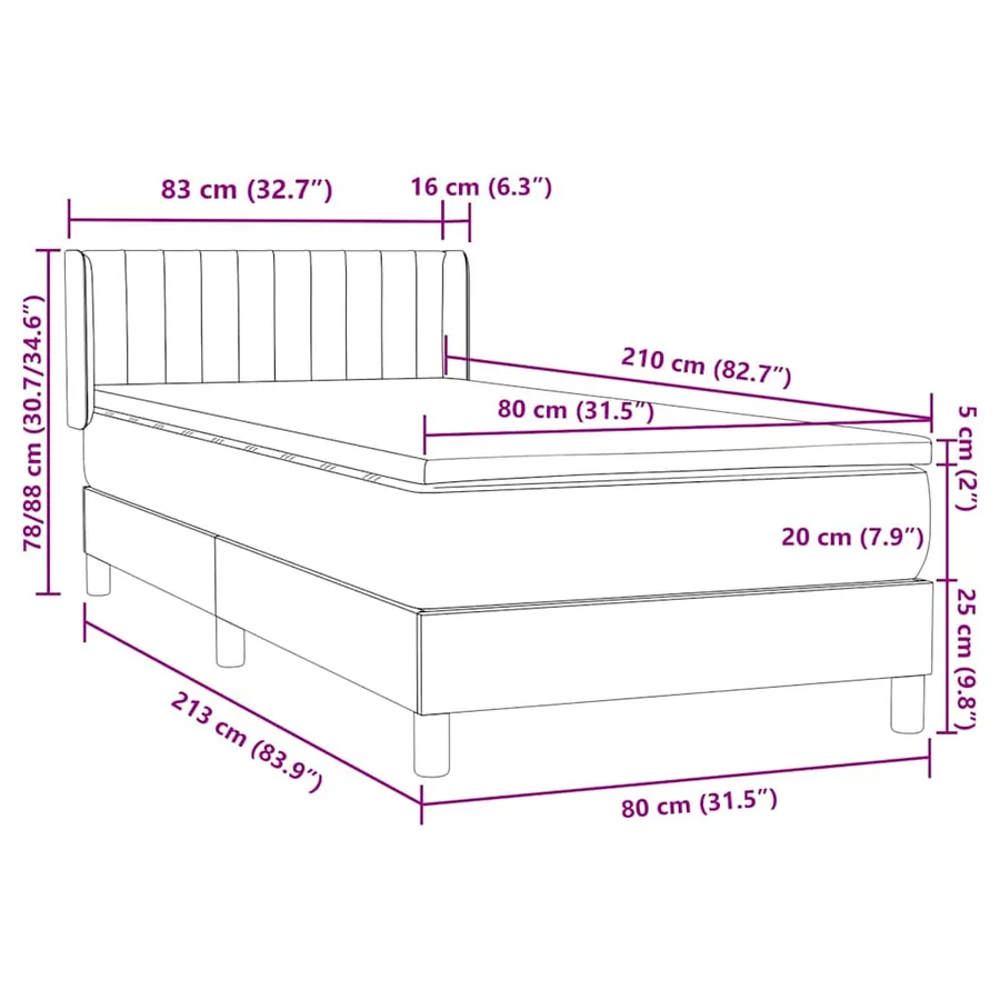 Sommier à lattes de lit et matelas gris foncé 80x210 cm velours - 12