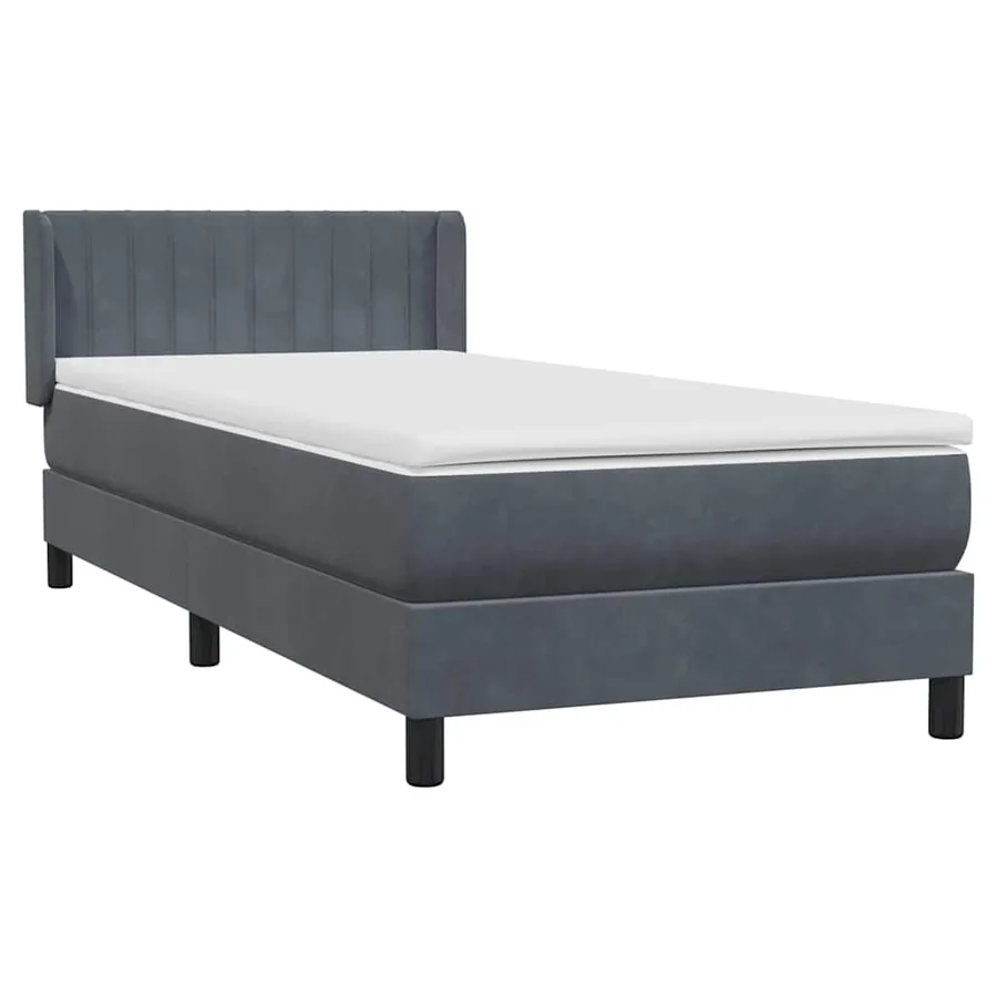 Sommier à lattes de lit et matelas gris foncé 80x210 cm velours - 4