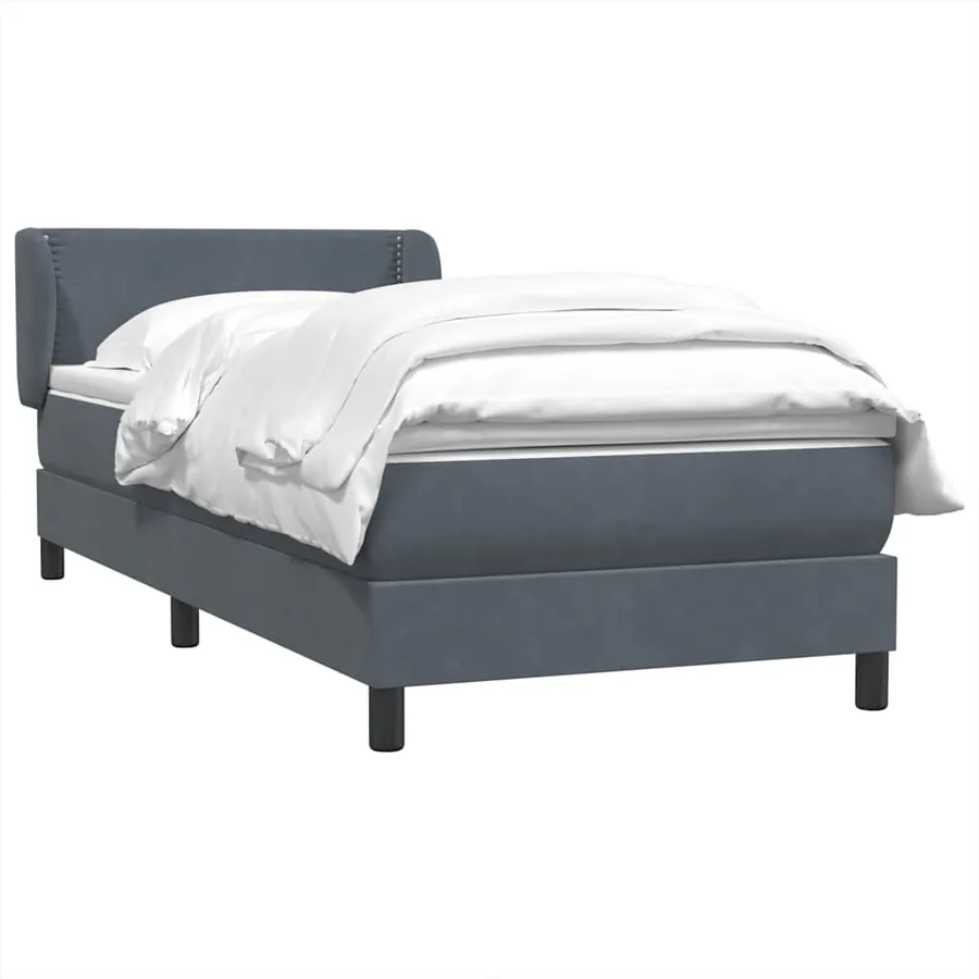 Sommier à lattes de lit et matelas gris foncé 80x210 cm velours - 3