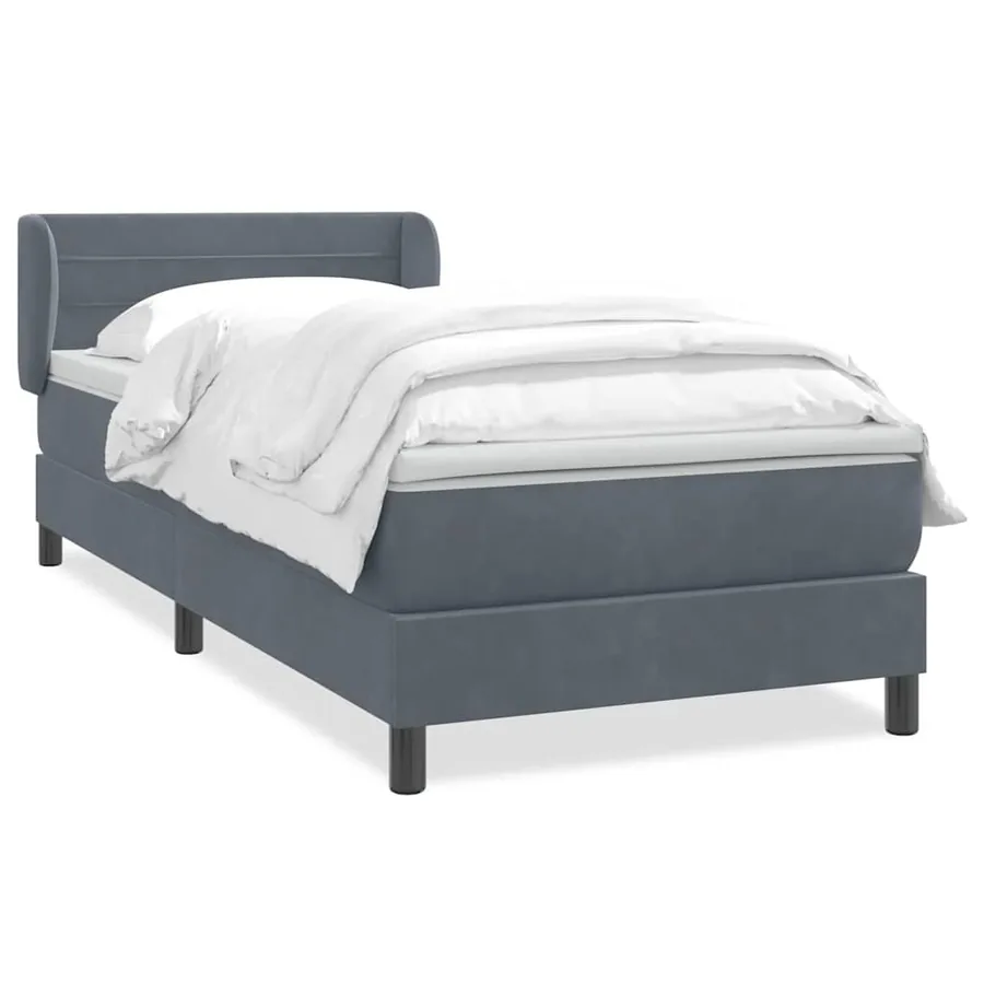 Sommier à lattes de lit et matelas gris foncé 80x210 cm velours - 2
