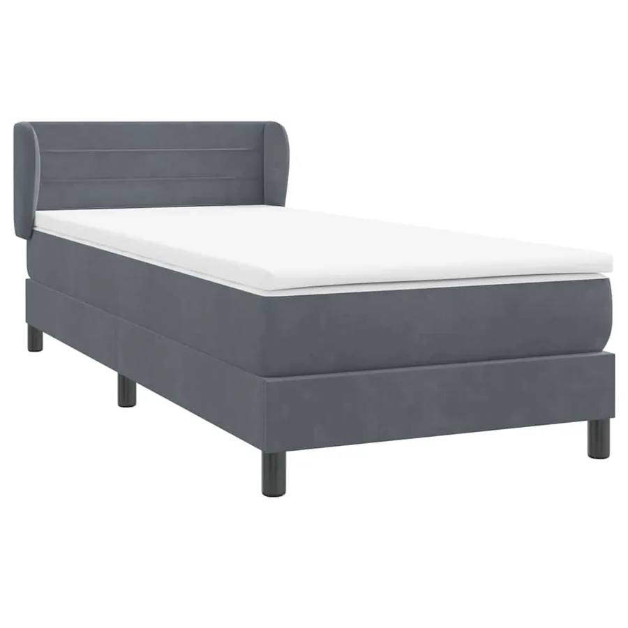 Sommier à lattes de lit et matelas gris foncé 80x210 cm velours - 4