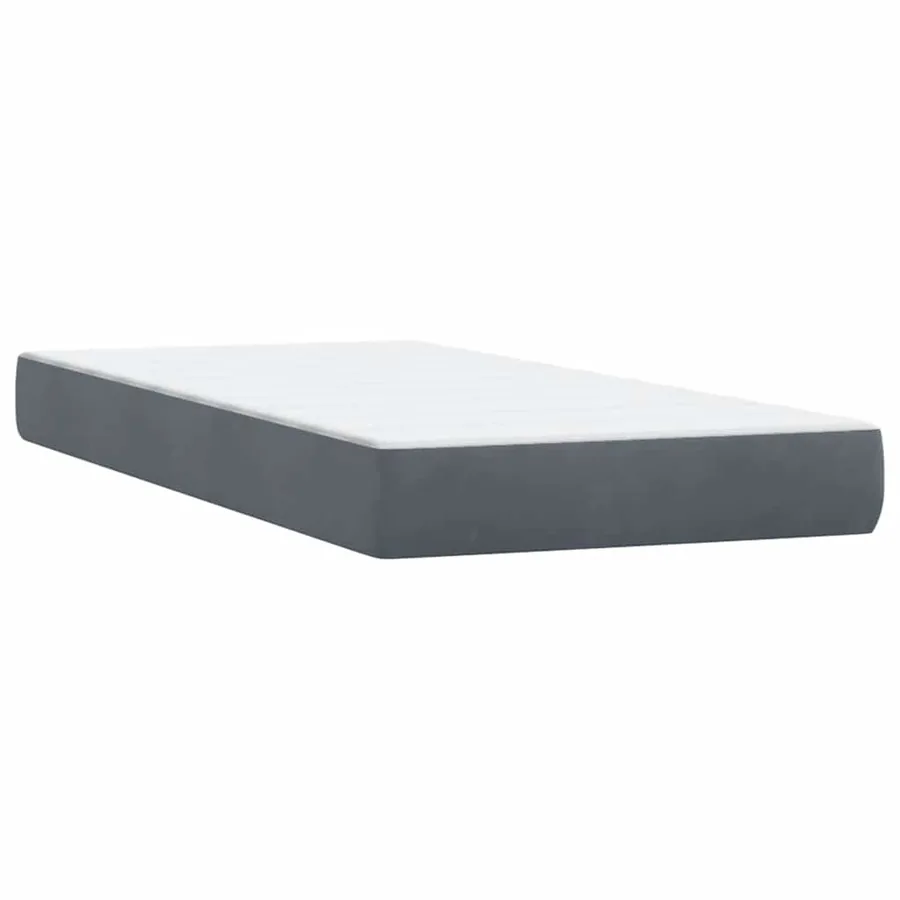 Sommier à lattes de lit et matelas et LED gris foncé 80x210 cm velours - 8