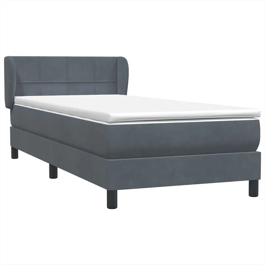 Sommier à lattes de lit et matelas gris foncé 80x210 cm velours - 4