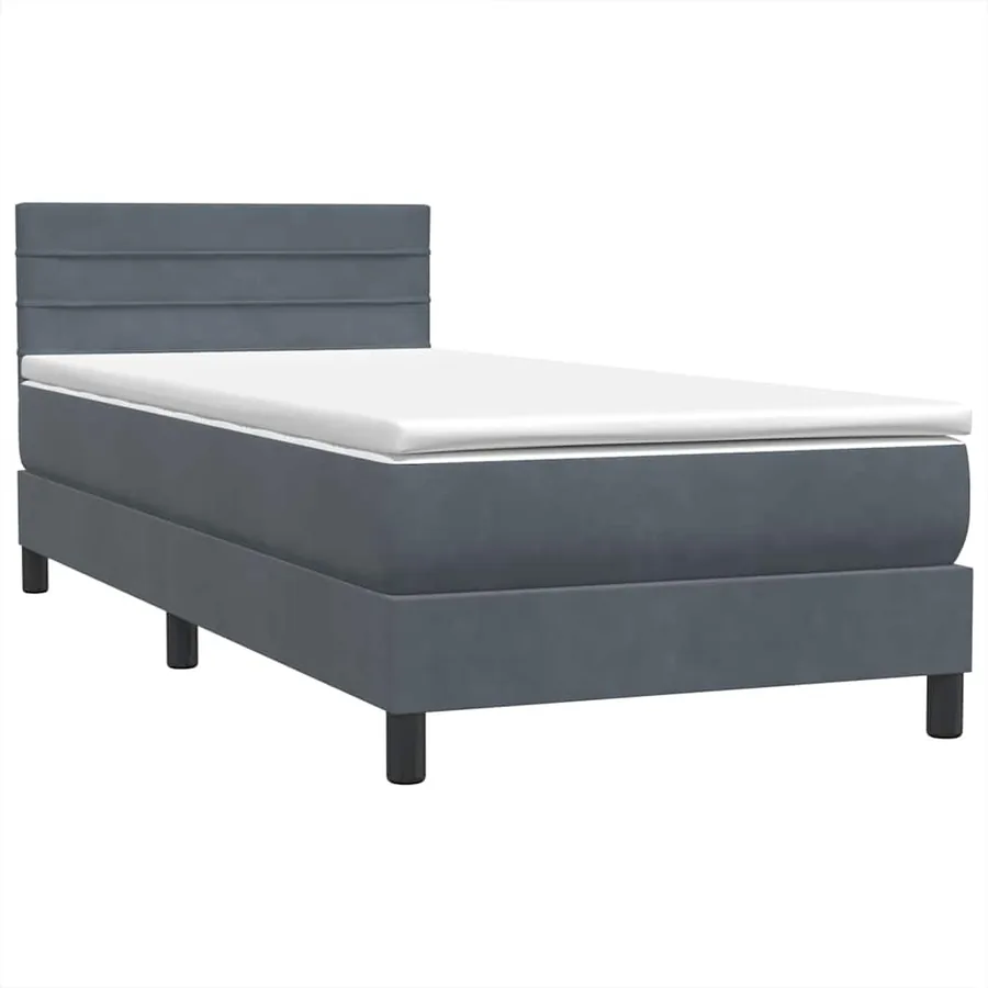 Sommier à lattes de lit et matelas et LED gris foncé 80x210 cm velours - 5