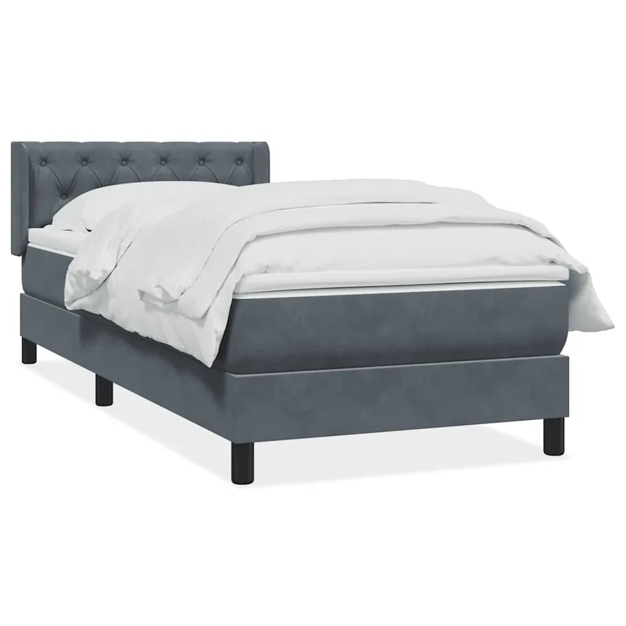 Sommier à lattes de lit et matelas gris foncé 80x210 cm velours - 2