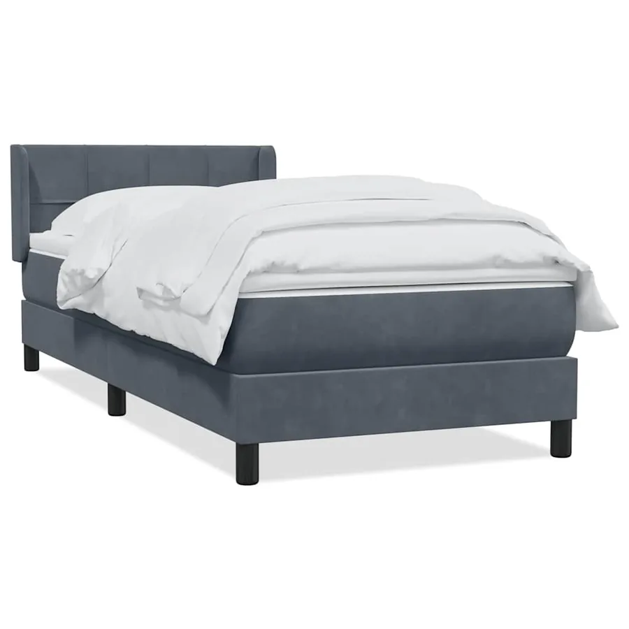Sommier à lattes de lit et matelas gris foncé 80x210 cm velours - 2