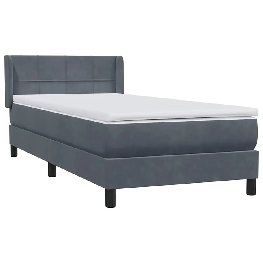 Sommier à lattes de lit et matelas gris foncé 80x210 cm velours - 4
