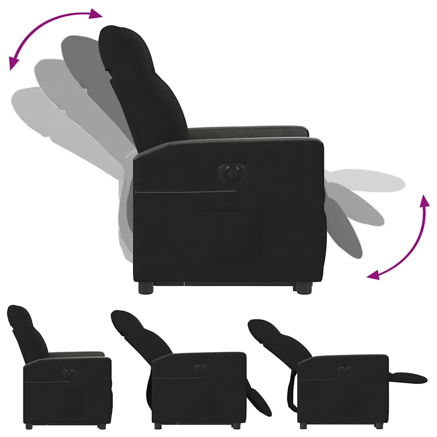 Fauteuil inclinable électrique noir tissu - 8