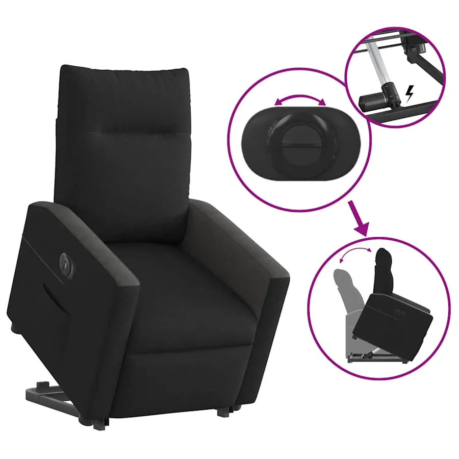 Fauteuil inclinable électrique noir tissu - 9
