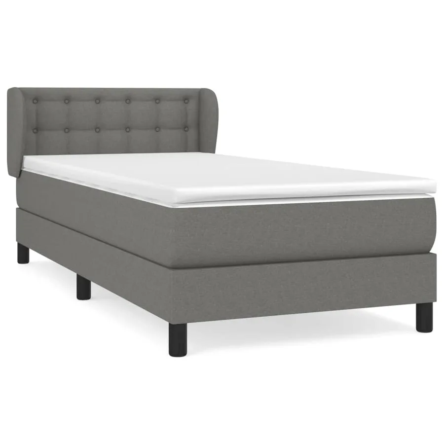 Sommier à lattes de lit avec matelas Gris foncé 90x200 cm Tissu - 2