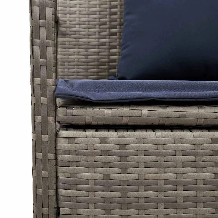 Banc de rangement de jardin avec coussin gris résine tressée - 11