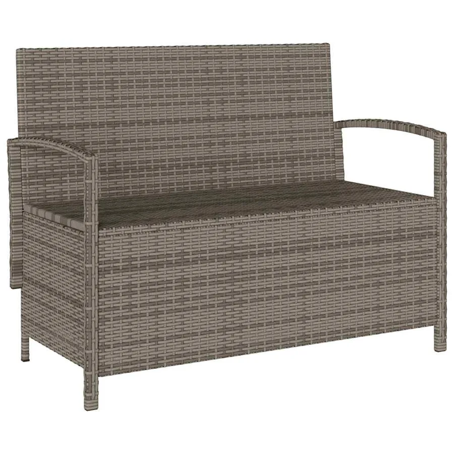 Banc de rangement de jardin avec coussin gris résine tressée - 5