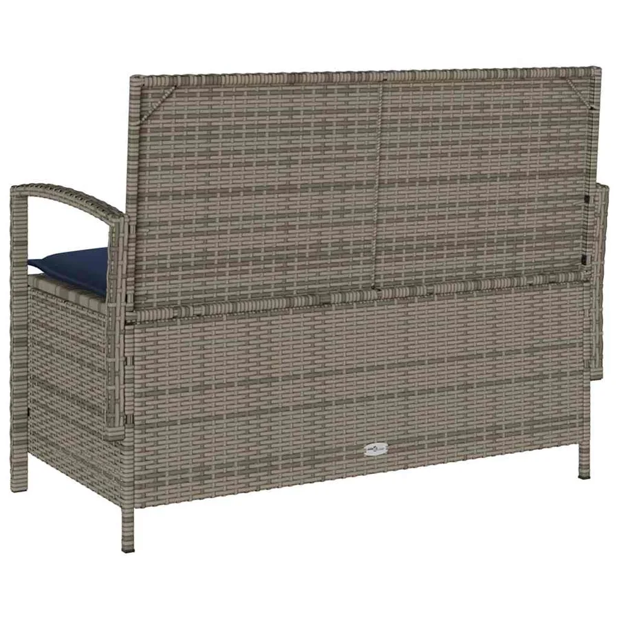 Banc de rangement de jardin avec coussin gris résine tressée - 8