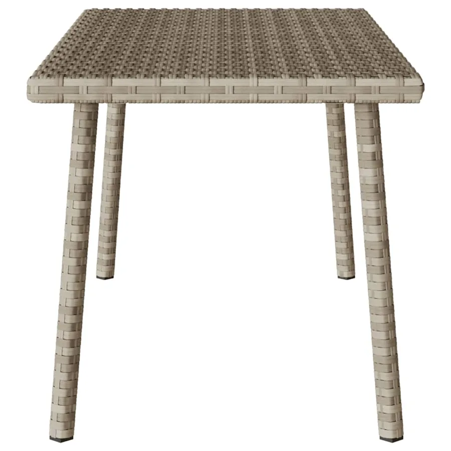 Table basse de jardin rectangulaire gris clair résine tressée - 5