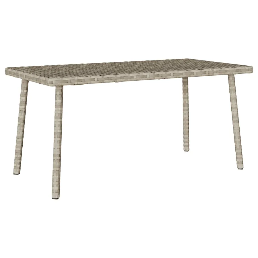 Table basse de jardin rectangulaire gris clair résine tressée - 6
