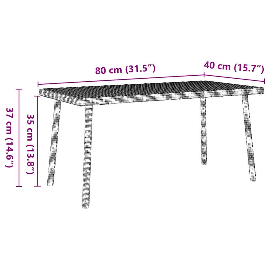 Table basse de jardin rectangulaire gris clair résine tressée - 8
