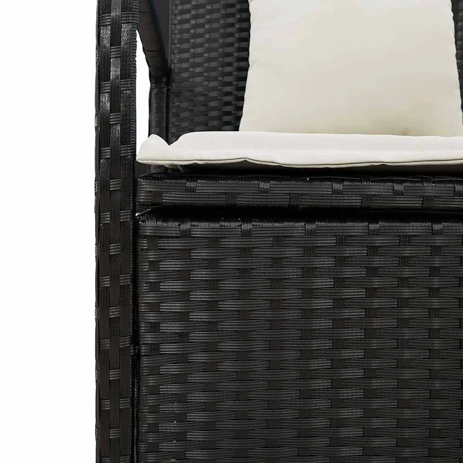 Banc de rangement de jardin avec coussin noir résine tressée - 11