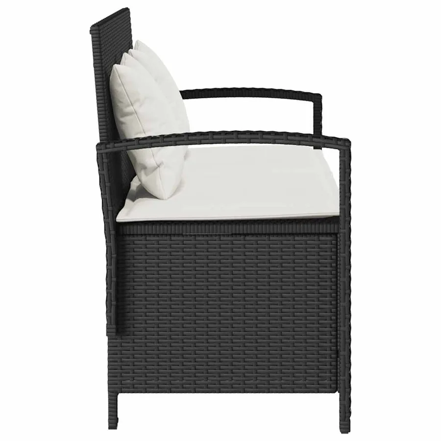 Banc de rangement de jardin avec coussin noir résine tressée - 7
