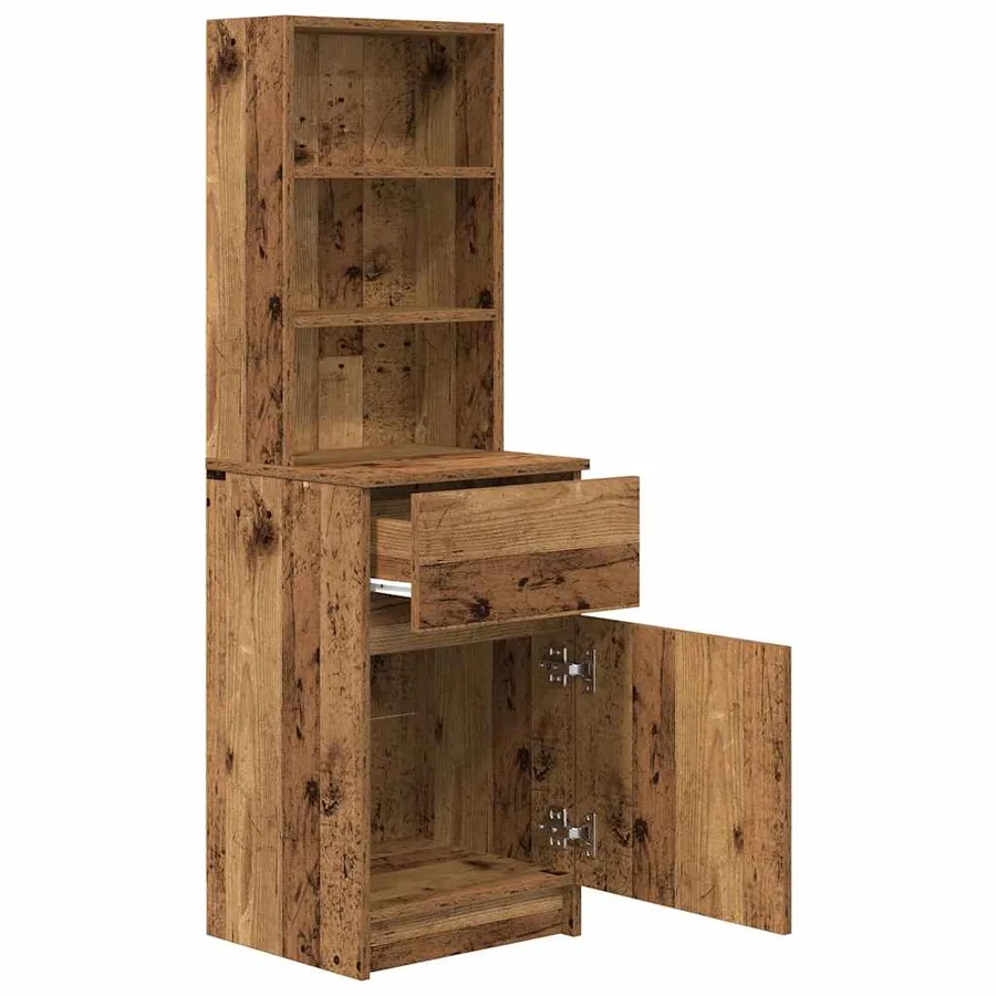 Table de chevet vieux bois 39x35x125 cm bois d’ingénierie - 5