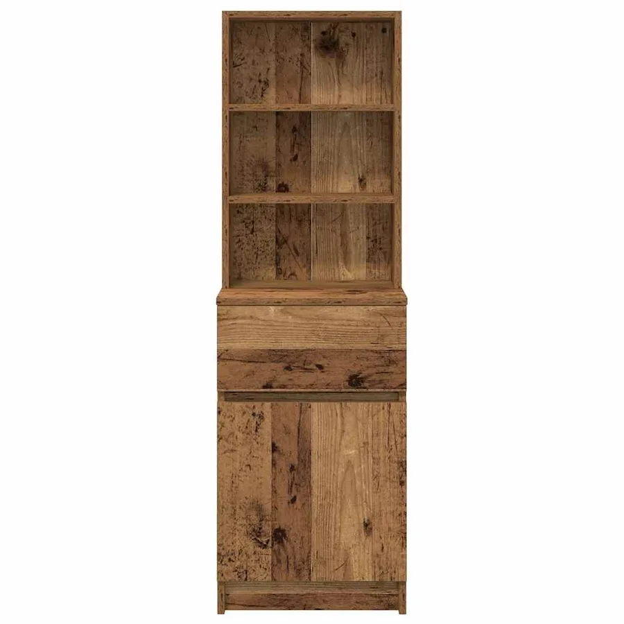 Table de chevet vieux bois 39x35x125 cm bois d’ingénierie - 6