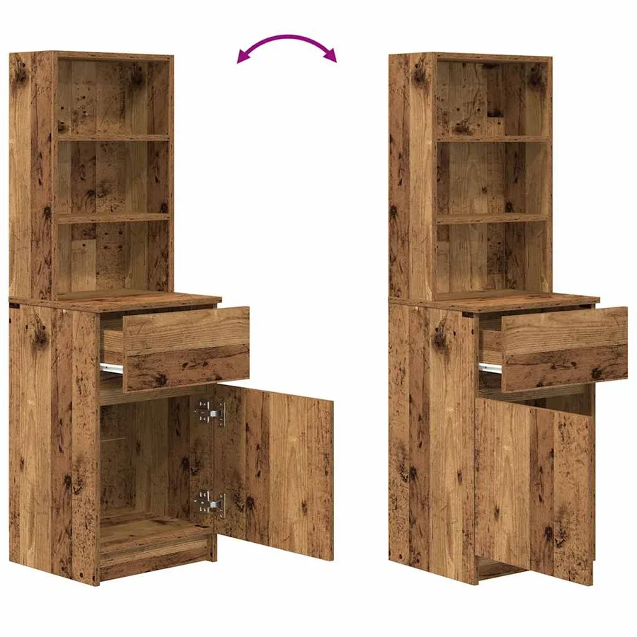 Table de chevet vieux bois 39x35x125 cm bois d’ingénierie - 9
