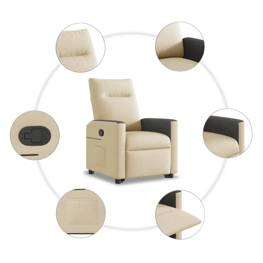 Fauteuil inclinable Crème Tissu - 10