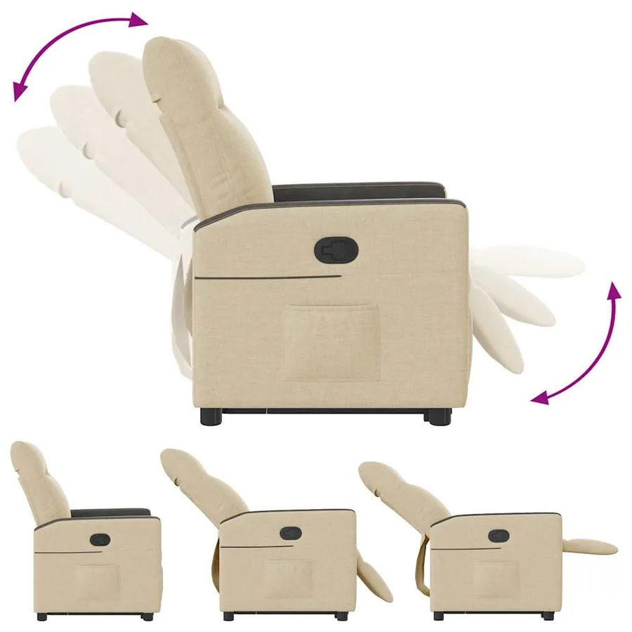 Fauteuil inclinable Crème Tissu - 8