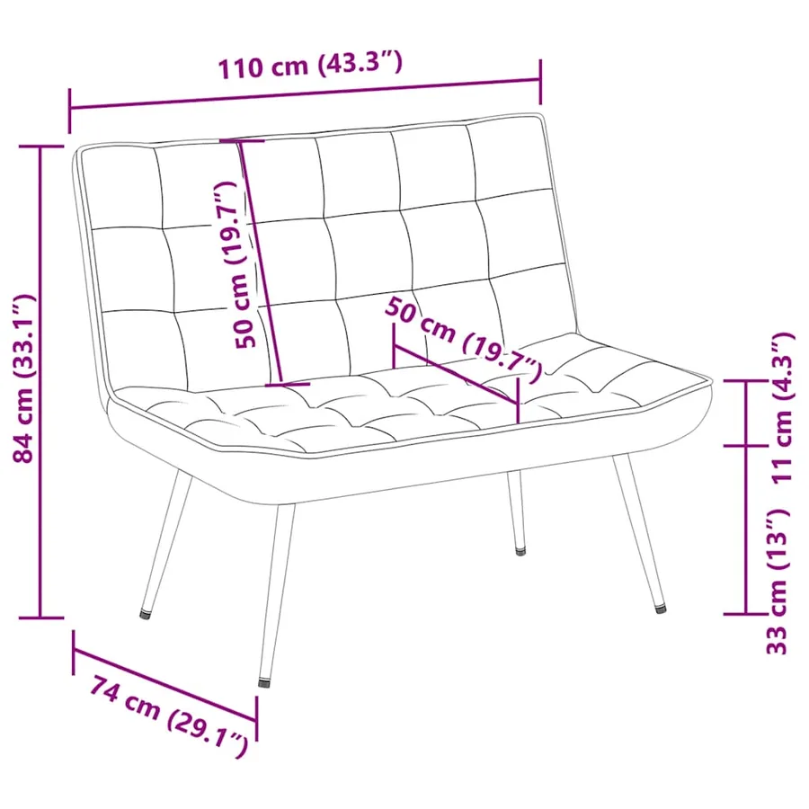 Banc bleu 110x74x84 cm velours - 9
