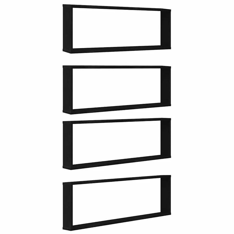 Étagères murales cube 4 pcs chêne noir 100x15x30 cm bois - 2