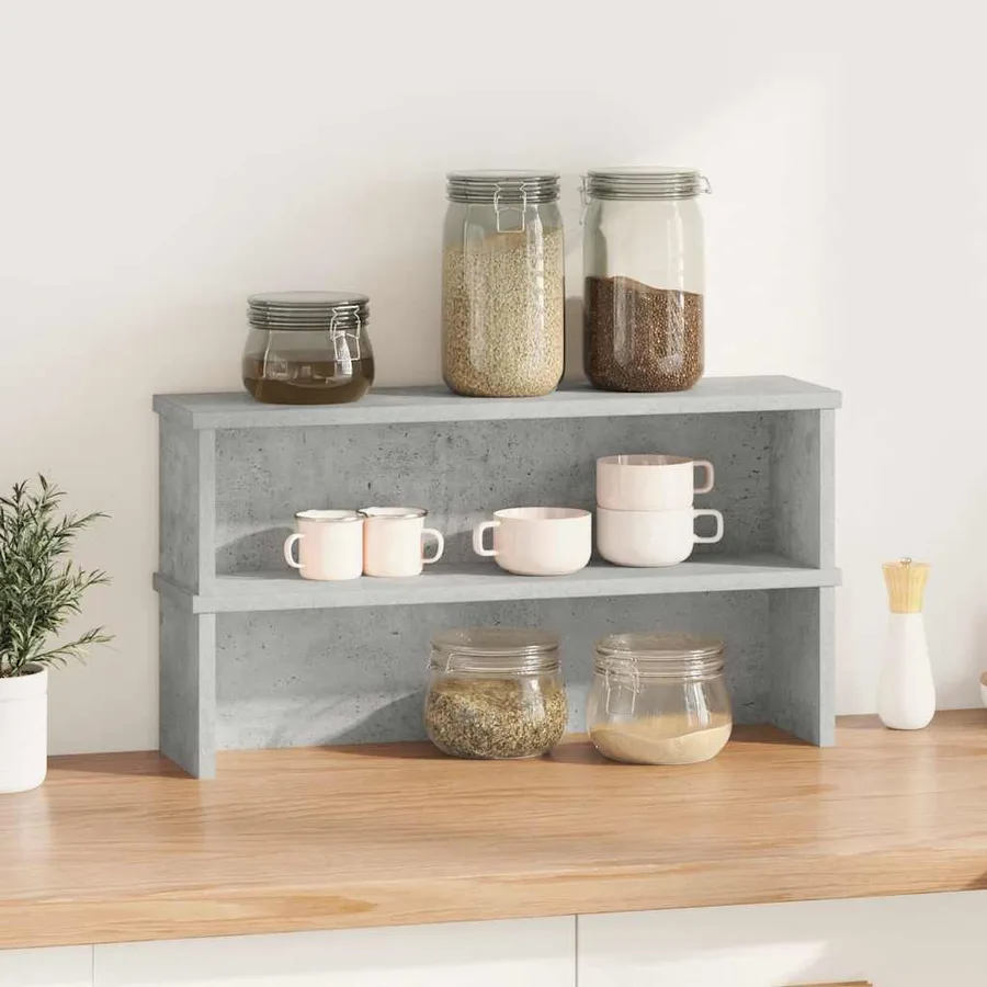 Étagères de cuisine empilables 2 pcs gris béton 50x15x16 cm - 2
