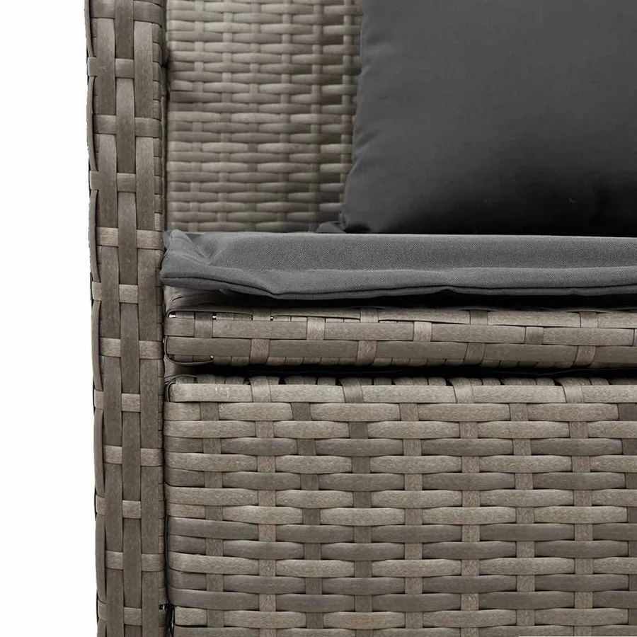Banc de rangement de jardin avec coussin gris résine tressée - 11