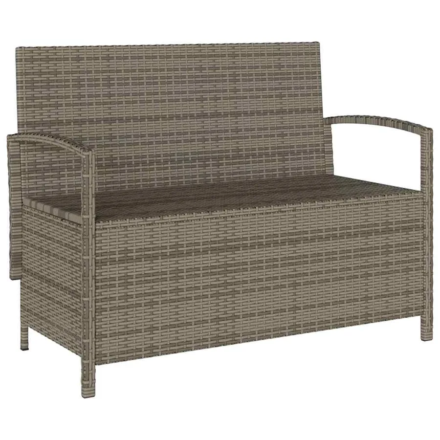 Banc de rangement de jardin avec coussin gris résine tressée - 5