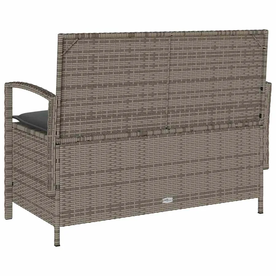 Banc de rangement de jardin avec coussin gris résine tressée - 8