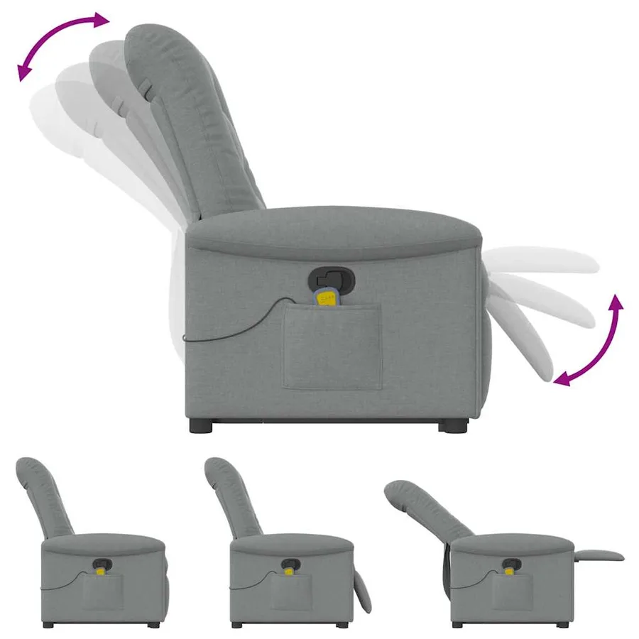 Fauteuil de massage inclinable Gris clair Tissu - 8