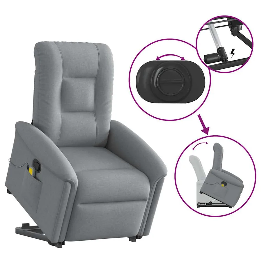 Fauteuil de massage inclinable Gris clair Tissu - 9