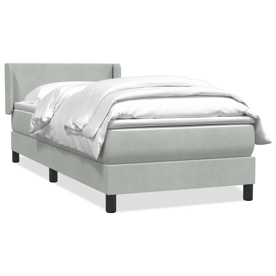 Sommier à lattes de lit et matelas gris clair 90x210 cm velours - 2