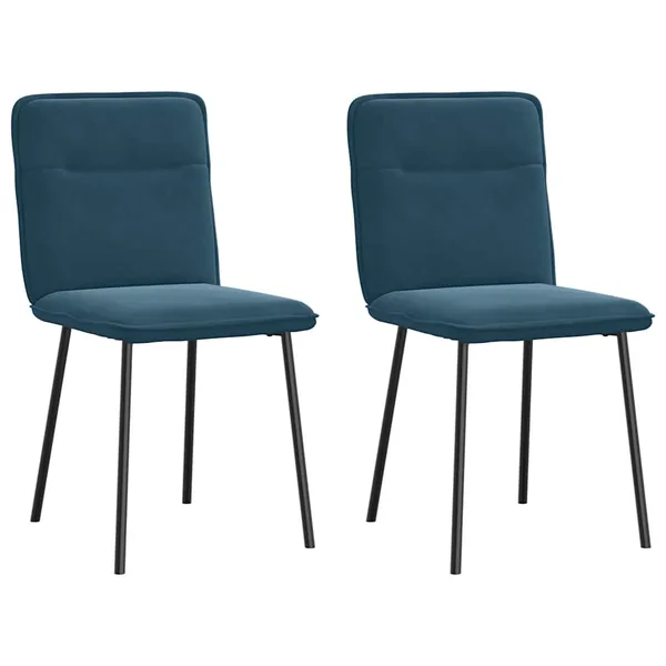 Chaises à manger lot de 2 Bleu Velours