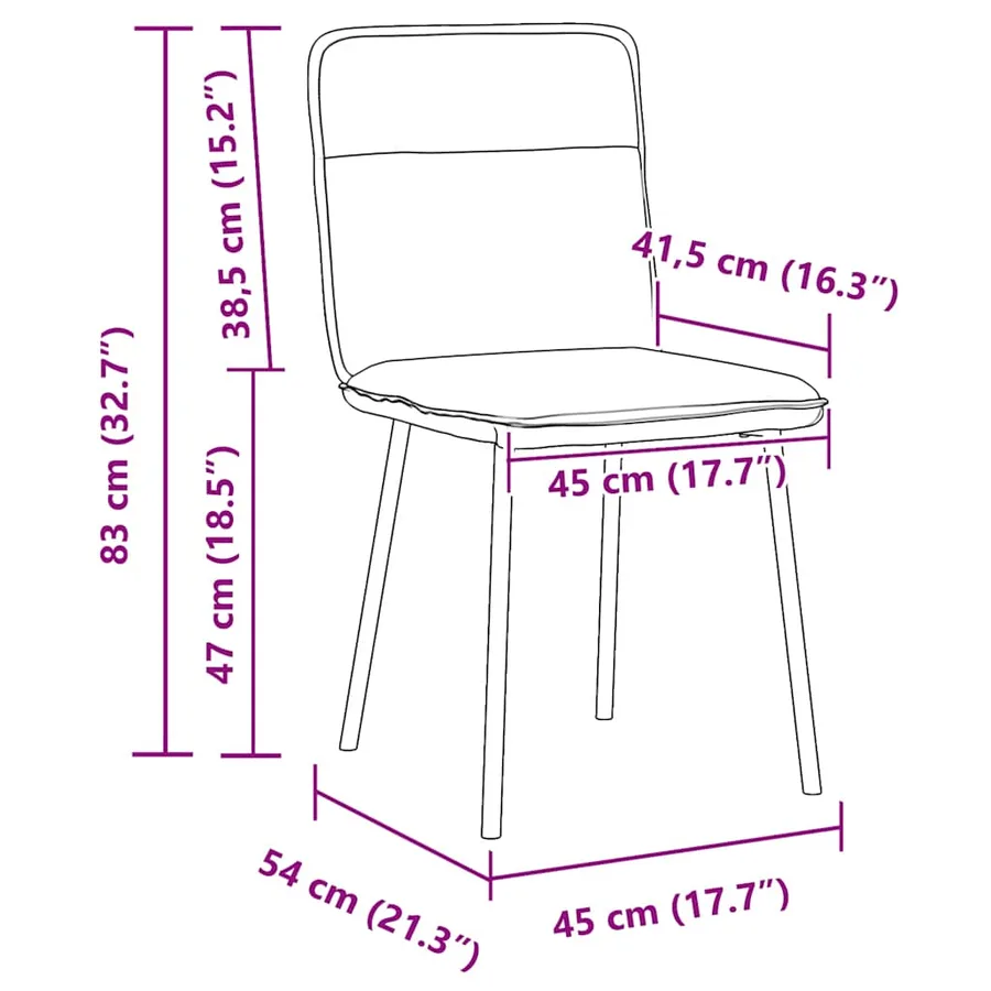 Chaises à manger lot de 2 Bleu Velours - 9