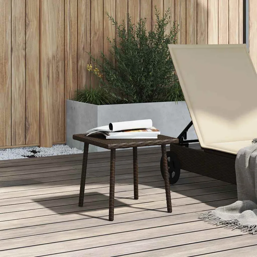 Table basse de jardin rectangulaire marron 40x40x37 cm rotin - 3