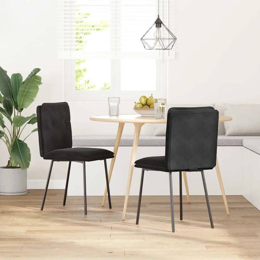 Chaises à manger lot de 2 Noir Velours - 2