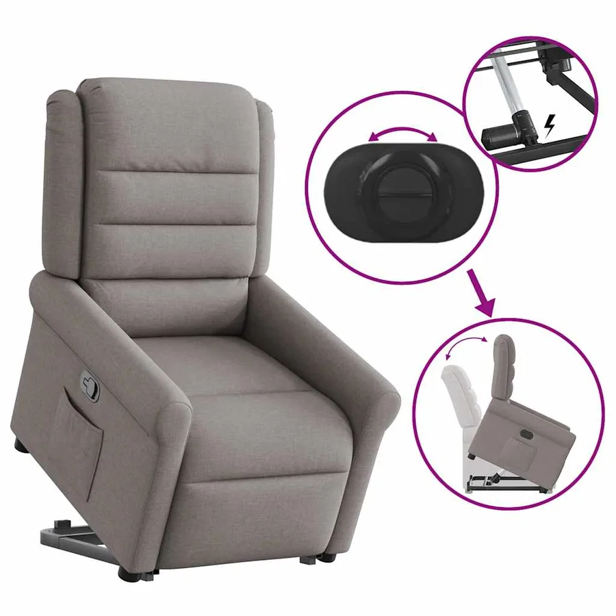 Fauteuil inclinable taupe tissu - 9