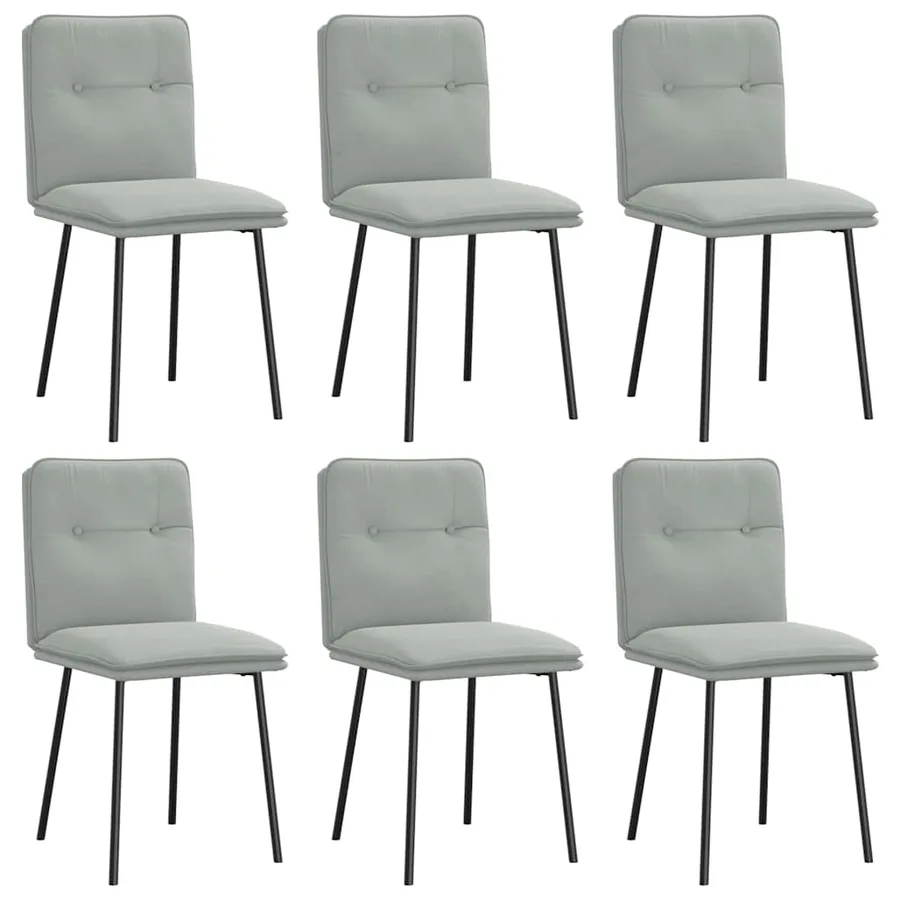 Chaises à manger lot de 6 gris clair velours - 2