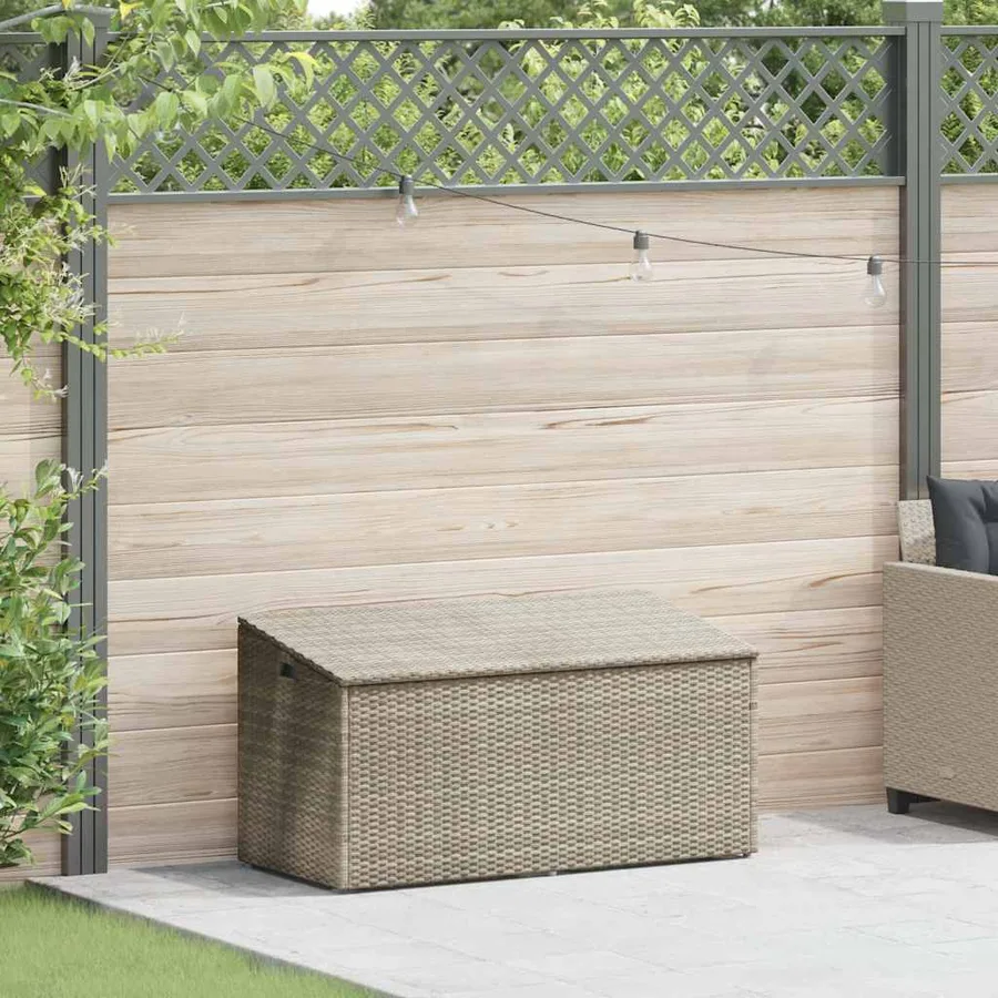 Boîte de rangement de jardin gris clair 110x50x58 cm rotin - 2