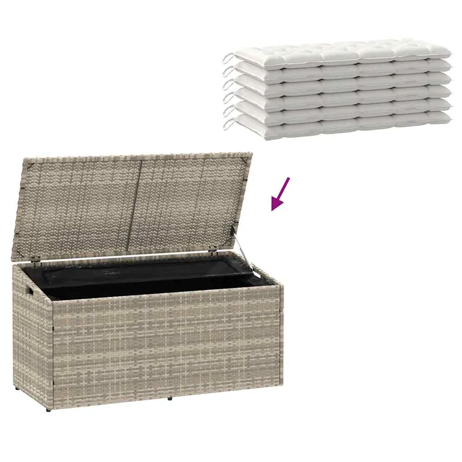 Boîte de rangement de jardin gris clair 110x50x58 cm rotin - 7